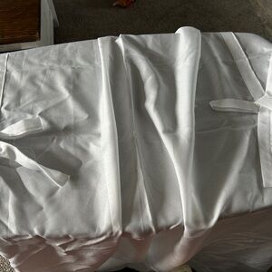 White Scroll Up Curtains lot of 2